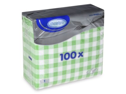 36804 1 ubrousky gastro 1 vrstve 100ks zelene karo