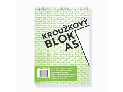 Kroužkový blok BOBO A5 čtverečkovaný