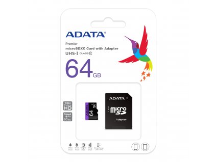 Paměťová karta 64GB microSDXC Adata + adaptér