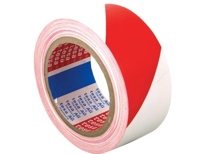 4872 1 vystrazna lepici paska cerveno bila 50mm 66m