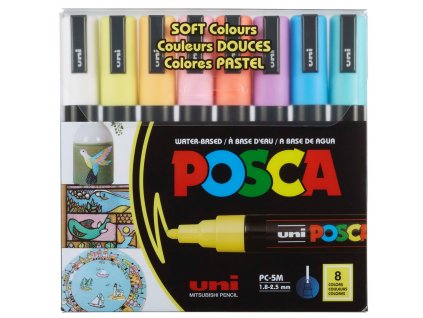 POSCA PC-5M sada 8 pastelových barev