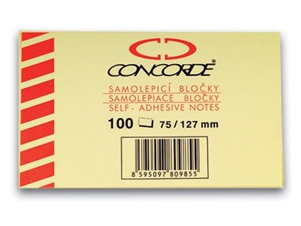 Bloček CONCORDE 75x127mm 100 listů žlutý