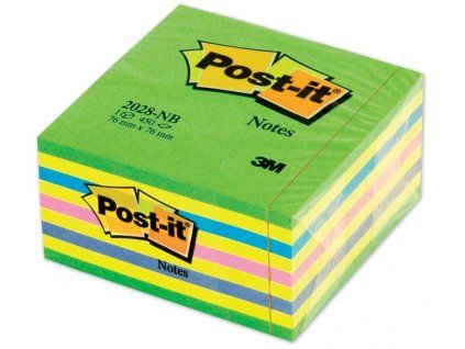 Bloček POST-IT 2028 76x76mm 450 listů 6 barev se zelenou