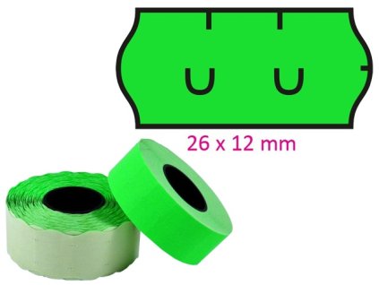 8454 1 etikety uni do klesti 26x12mm zelene fluo
