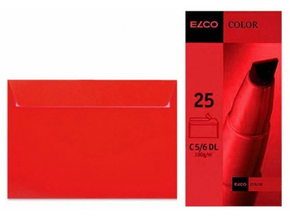 Obálka ELCO C5 červená s krycí páskou 25ks