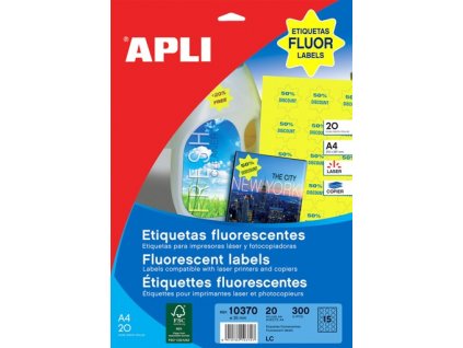 Etikety APLI A4 kolečka 6cm neonové červené