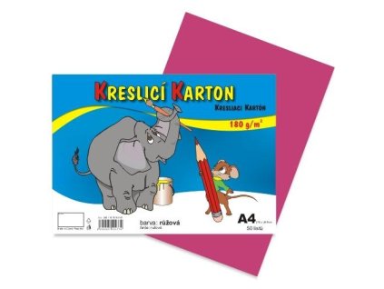 9651 1 barevny kreslici karton a4 180g ruzovy 50ks