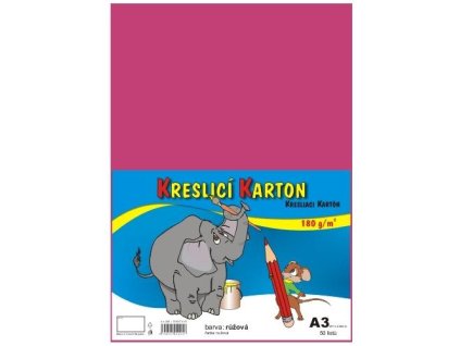 9663 1 barevny kreslici karton a3 180g ruzovy 50ks