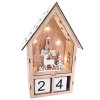 Dřevěný adventní kalendář domeček se sobem a s LED 15 x 23 x 8 cm
