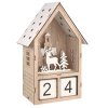Dřevěný adventní kalendář domeček se sobem a s LED 15 x 23 x 8 cm
