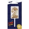 Svíčka na dort číslice "2" zlatá