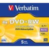 DVD+RW Verbatim 4,7GB/4x 5-pack krabička