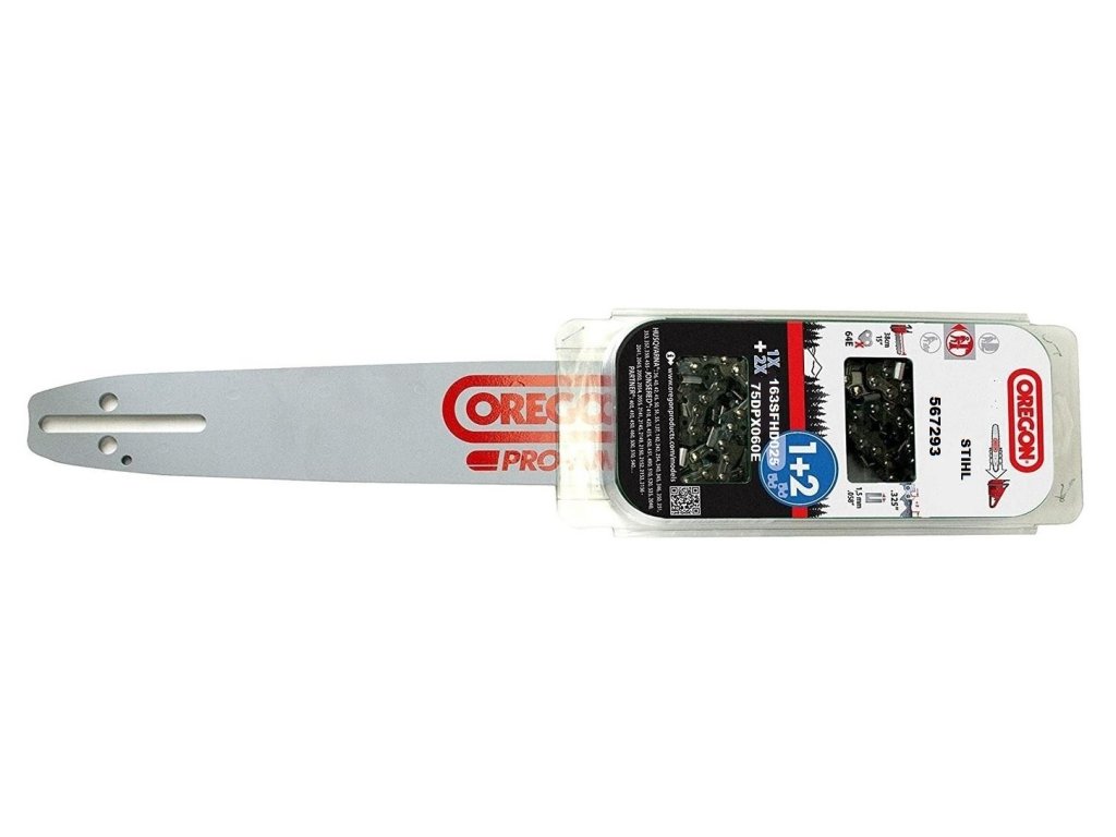 Vodící lišta Oregon 163SFHD025 40 cm + 2x Pilový řetěz 75DPX060E (kulatý zub) 3/8 1,6 mm 60 článků Originál Oregon 567293