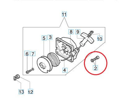 Šroub startéru Oleo-Mac 727T, 730T, 733T, 735T, 740T, BC280T, BC320T Originál 61052008R