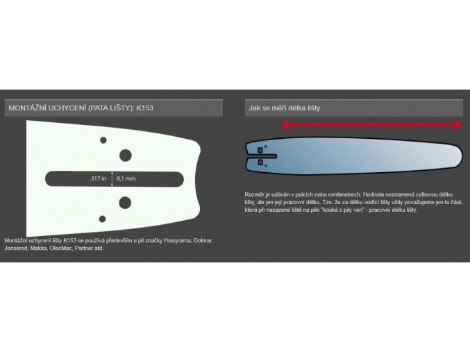 Vodící lišta PRO-LITE 18" (45cm) .3/8" 1,5mm 188SLHK153 -64 članku Dolmar 109, 111, 112, 120 PS4605 PS5000......