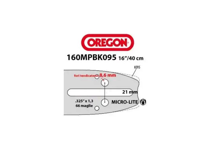 Vodící lišta Oregon 160TXLBK095 3,25 1,3  66 článků  Husqvarna , Oleo-Mac, Partner, Echo nahrazuje 160MPBK095