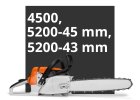 Náhradné diely pre čínské motorové píly 4500, 5200-43 mm, 45 mm