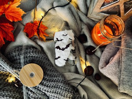 podzimni sklenicka halloween netopyri