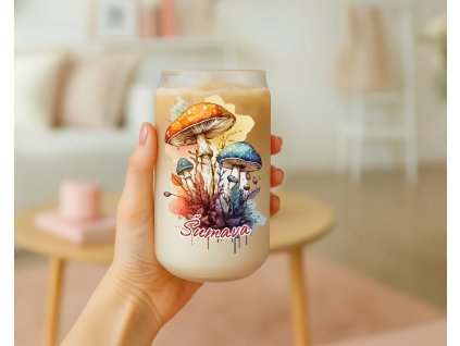 sklenicka s potiskem houby sumava