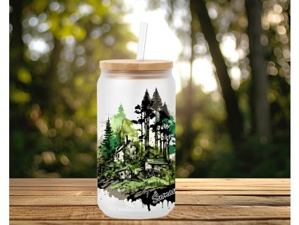 darek ze sumavy sklenicka lesni krajina chalupa