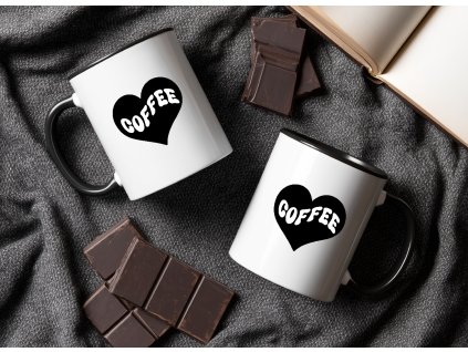 hrnek na kavu coffee heart srdce cerny