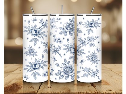 termo hrnek kvetiny modre