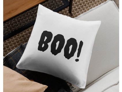 podzimni polstar s napisem boo