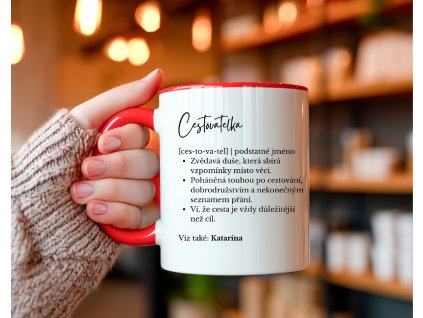 hrnek cestovatelka se jmenem pro cestovatelku