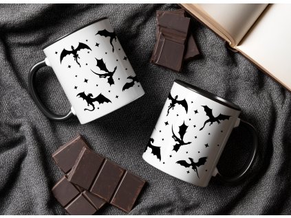 hrnek s potiskem draci cerny