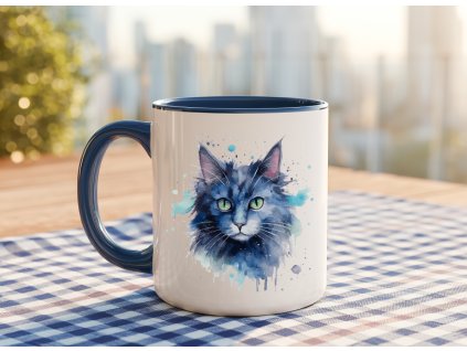 hrnek akvarelova ilustrace kocky