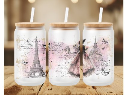 sklenicka na kavu paris ruzova