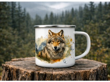 plechovy hrnek s vlkem