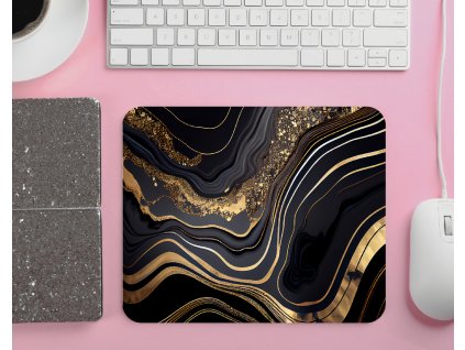 cerna podlozka pod mys s potiskem mramoru