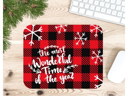 Vánoční podložka pod myš – Flanel s nápisem its the most wonderful time of the year