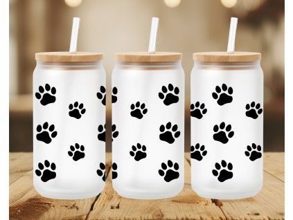 sklenicka s tlapkami kocka pes paws