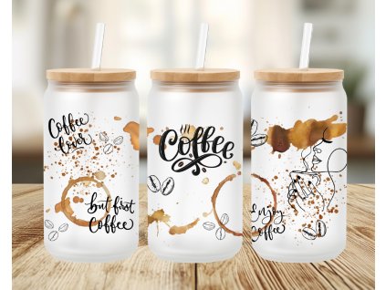 sklenicka ve tvaru plechovky na kavu coffee lover