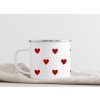 smaltovany hrnek s potiskem srdicka cervena
