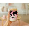 sklenice s potiskem cestovani travel the world ruzova