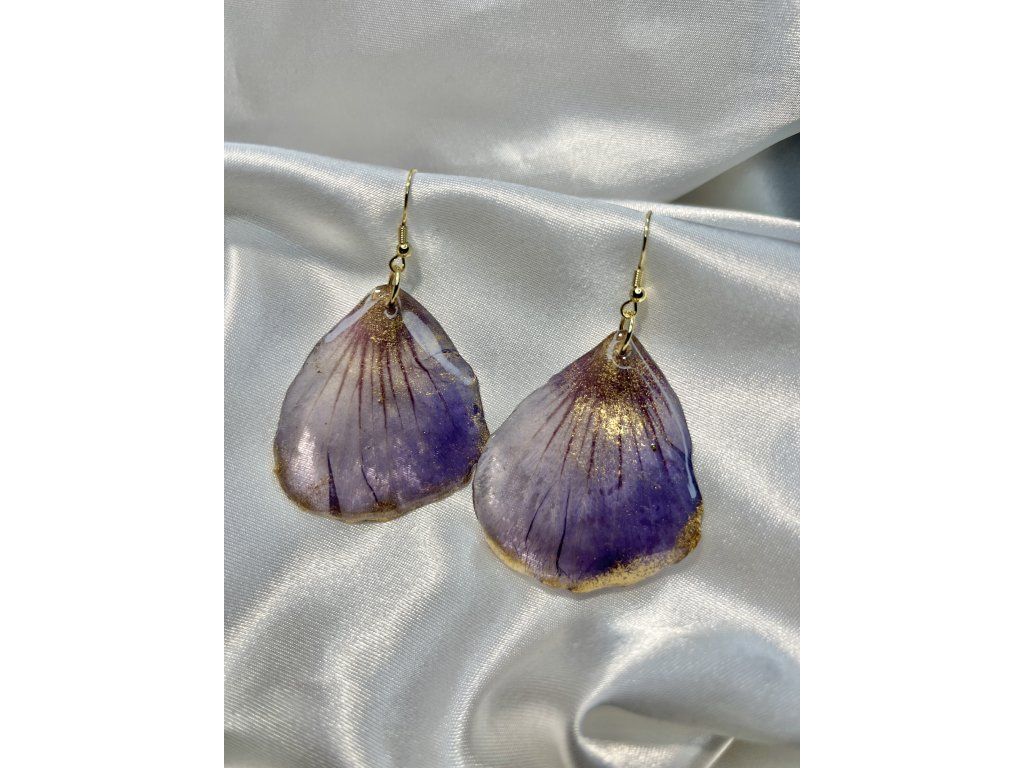 Náušnice z epoxidu zlatá chirurgická ocel ibišek