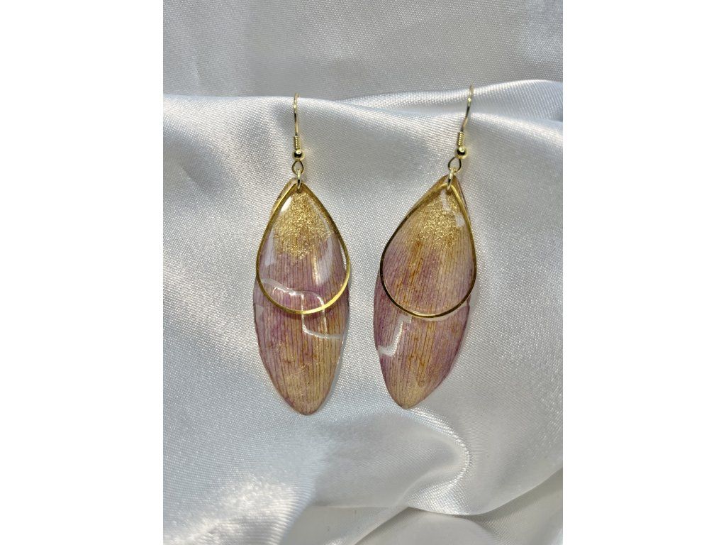 Náušnice z epoxidu zlatá chirurgická ocel sasanka