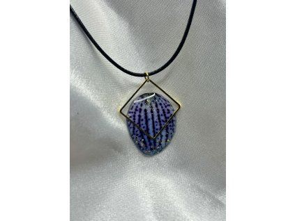 Epoxidový náhrdelník zlatá ocel modrá orchidej