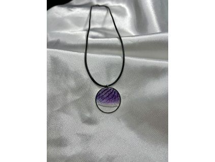 Epoxidový náhrdelník stříbrná ocel modrá orchidej