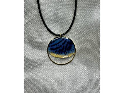 Epoxidový náhrdelník zlatá ocel orchidej