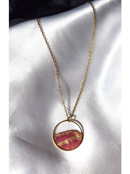 Epoxidový náhrdelník zlatá ocel růže