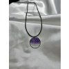 Epoxidový náhrdelník stříbrná ocel modrá orchidej