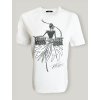 Designové bílé tričko s grafikou modelky, glitrovaným potiskem