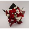 Flower box červeno bílý - růže s karafiáty