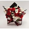 Flower box červeno bílý - růže s karafiáty