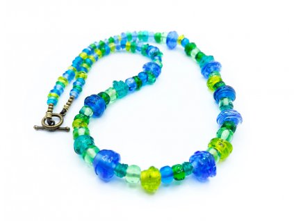 Modrý zelený náhrdelník
