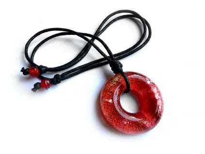 Náhrdelník donut červený
